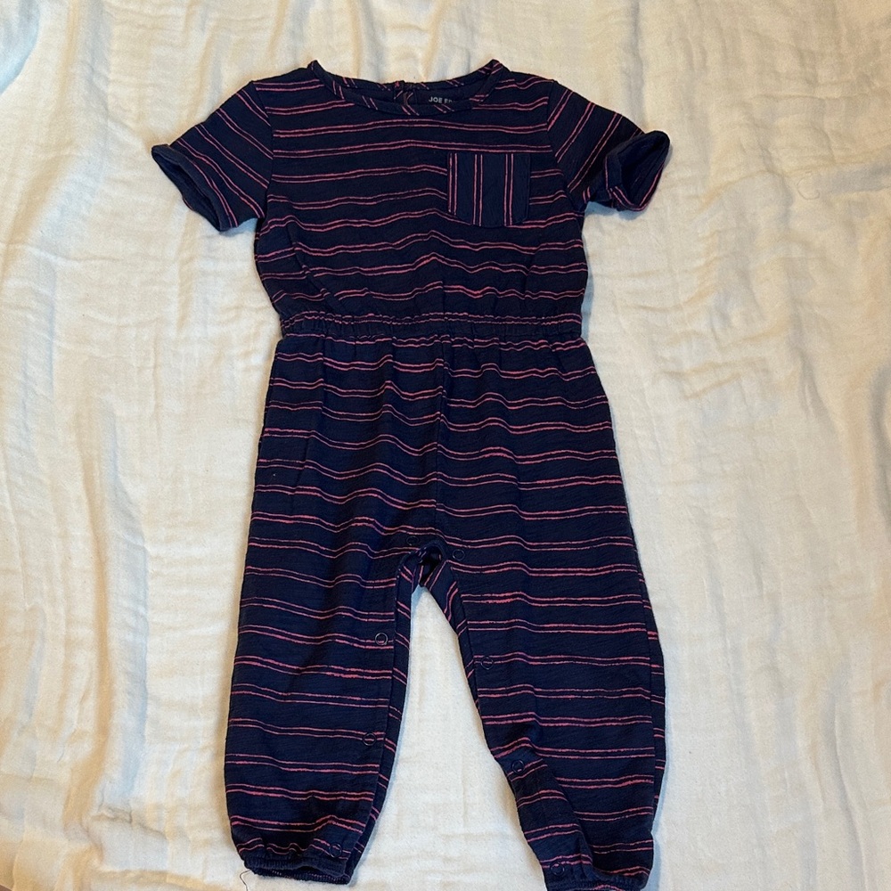 Joe Fresh Navy and Pink Striped Kids One-Piece